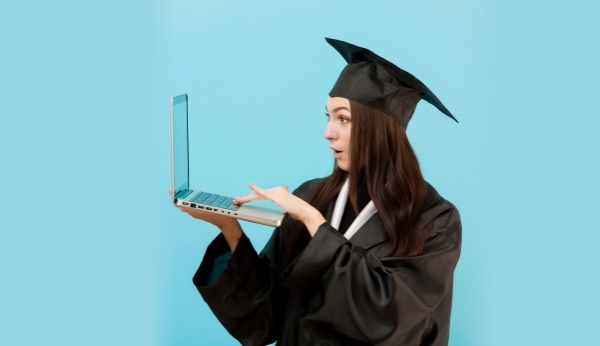 Girl check the demand of MBA job