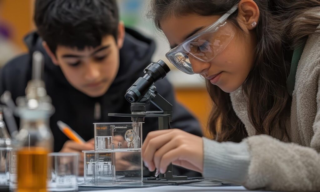 Science student developing essential research skills in a lab setting